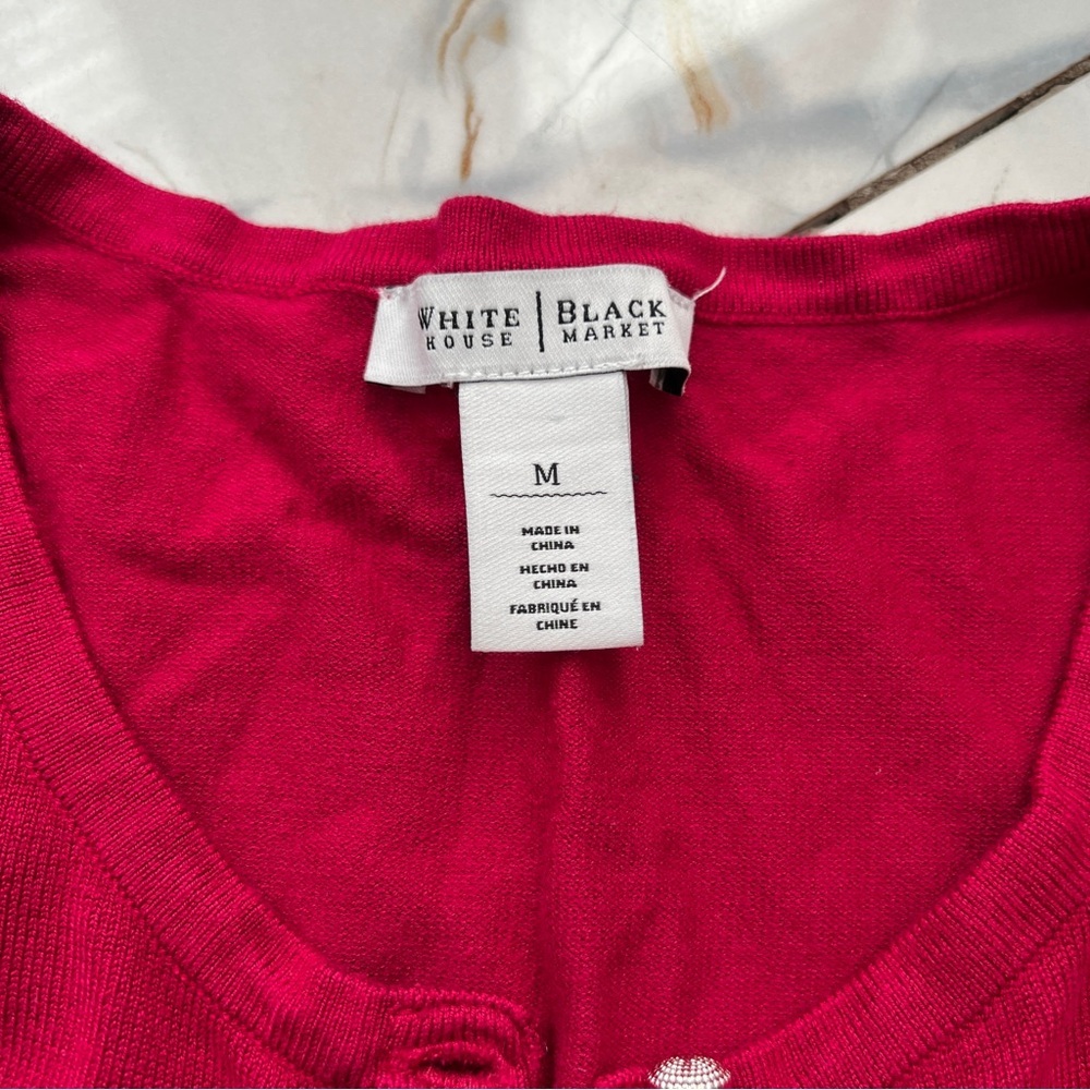 White House Black Market Crimson Hot Bright Pinkish Red Cardigan Medium - Picture 5 of 8